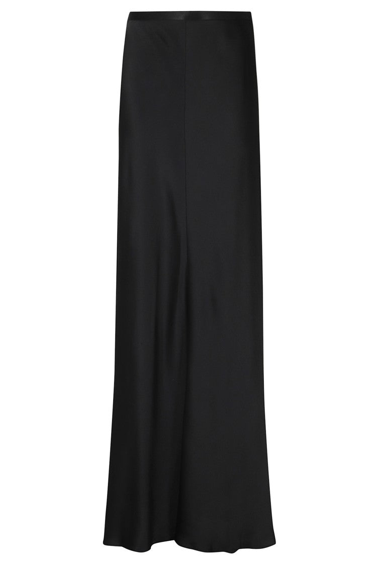 Alberta Ferretti Black Enver Satin Midi Viscose Skirt