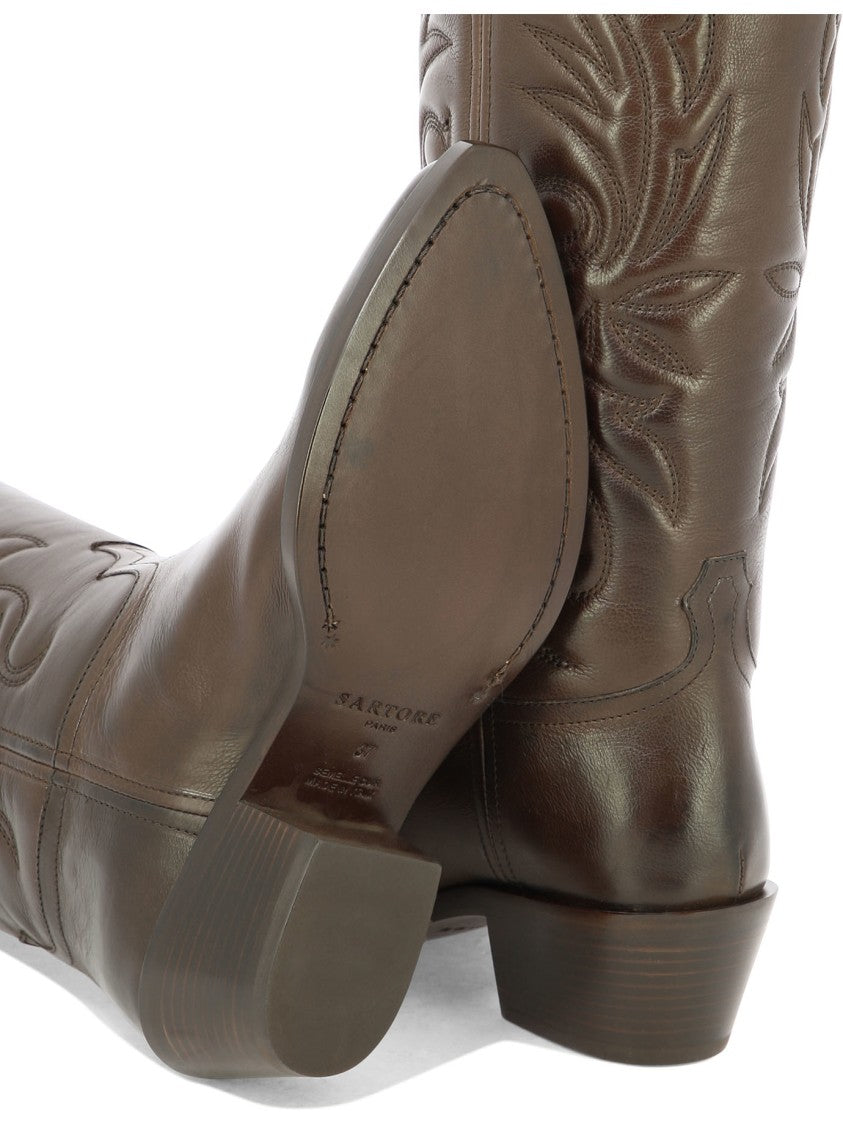 Sartore Intricate Stitch Texan Ankle Boots