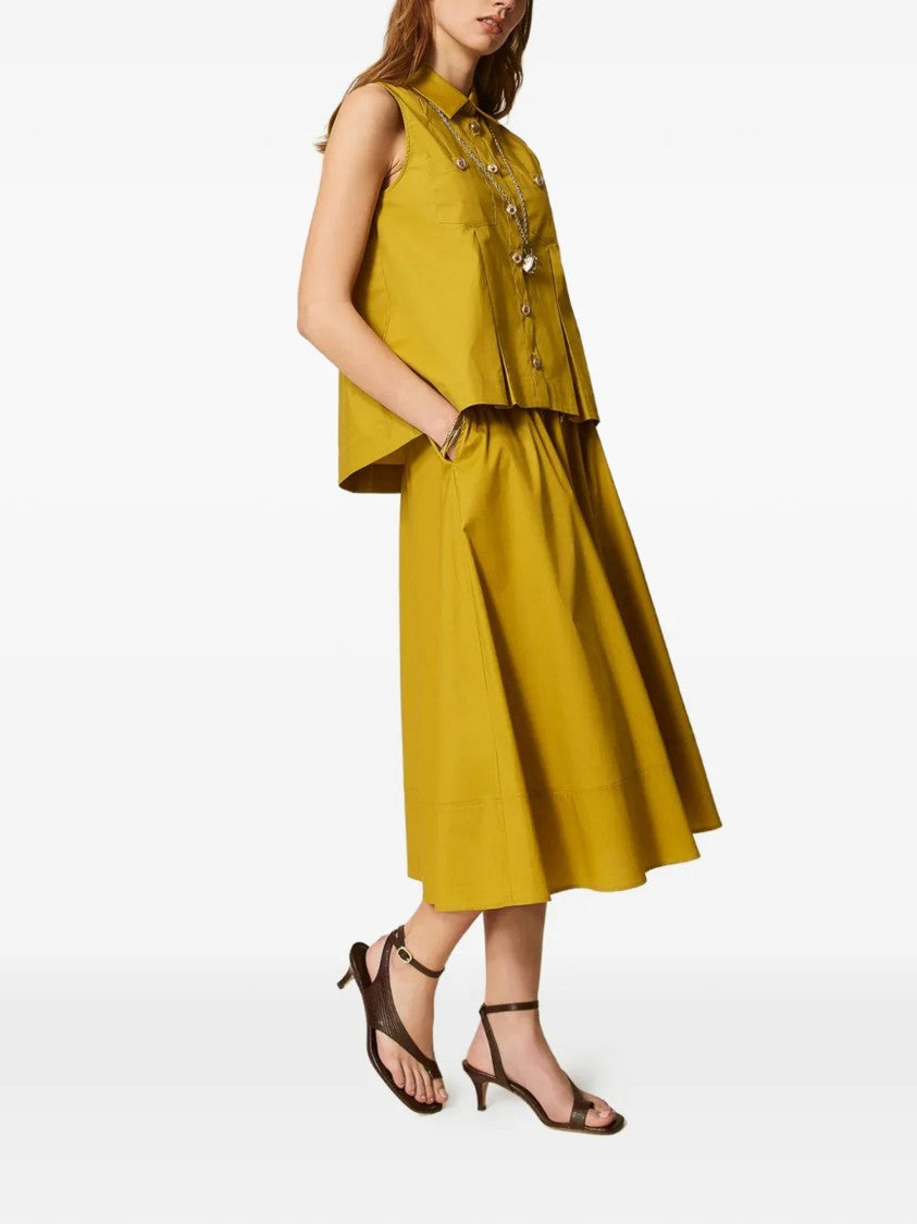 Twin-Set Midi Flared Button Down Front Skirt