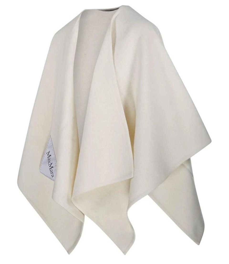 Max Mara Draped White Alpaca Blend Cape