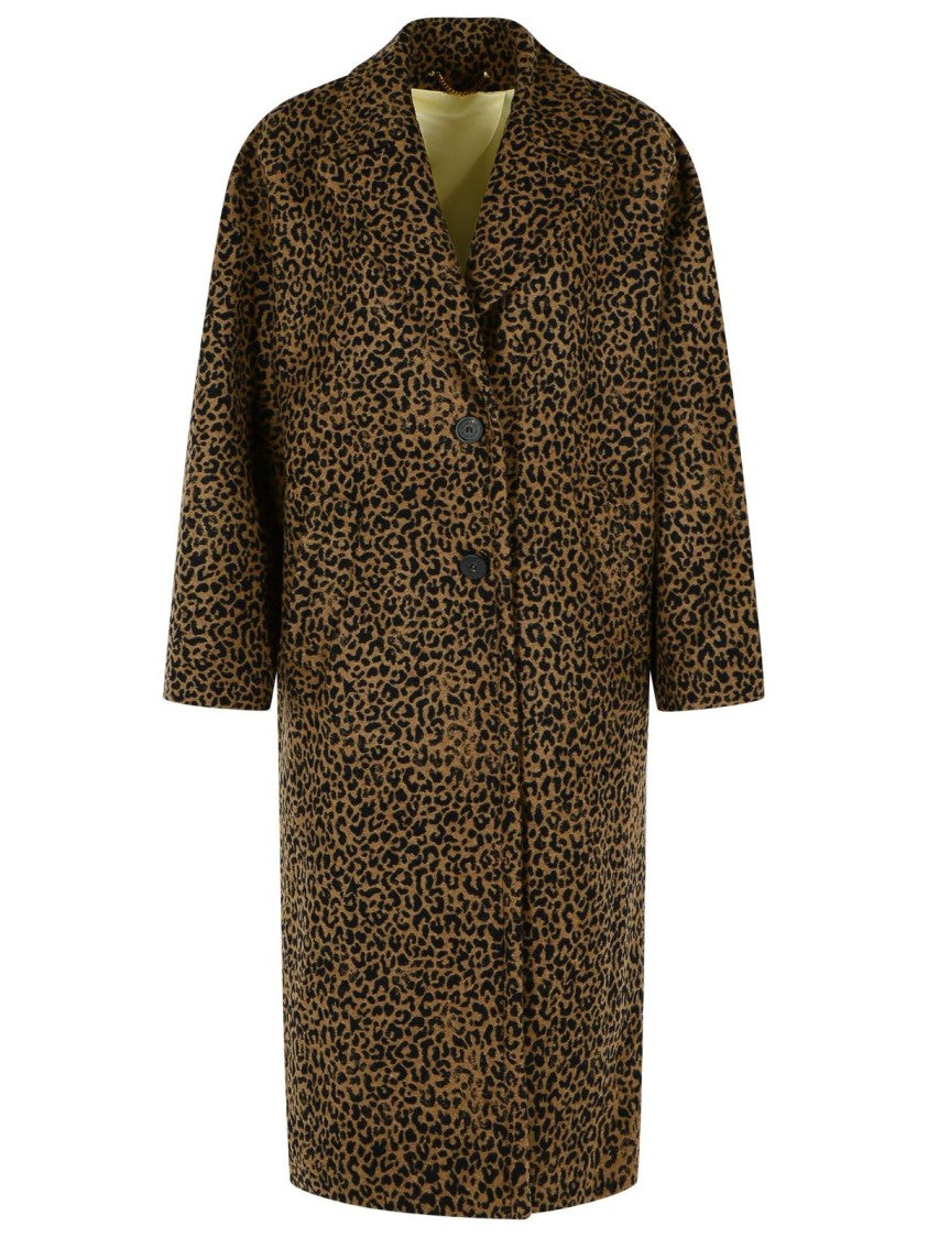 Golden Goose Cooon Single-Breasted Leopard Print Coat