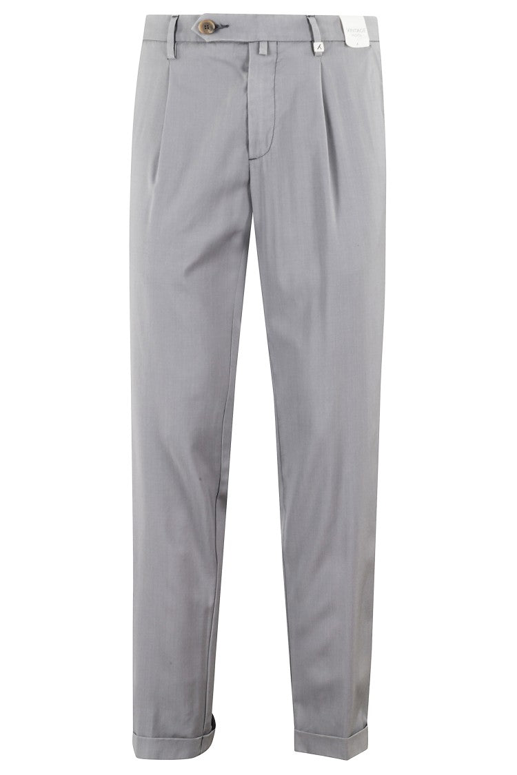 Myths Medium Grey Chino Trousers With Pleated Legs