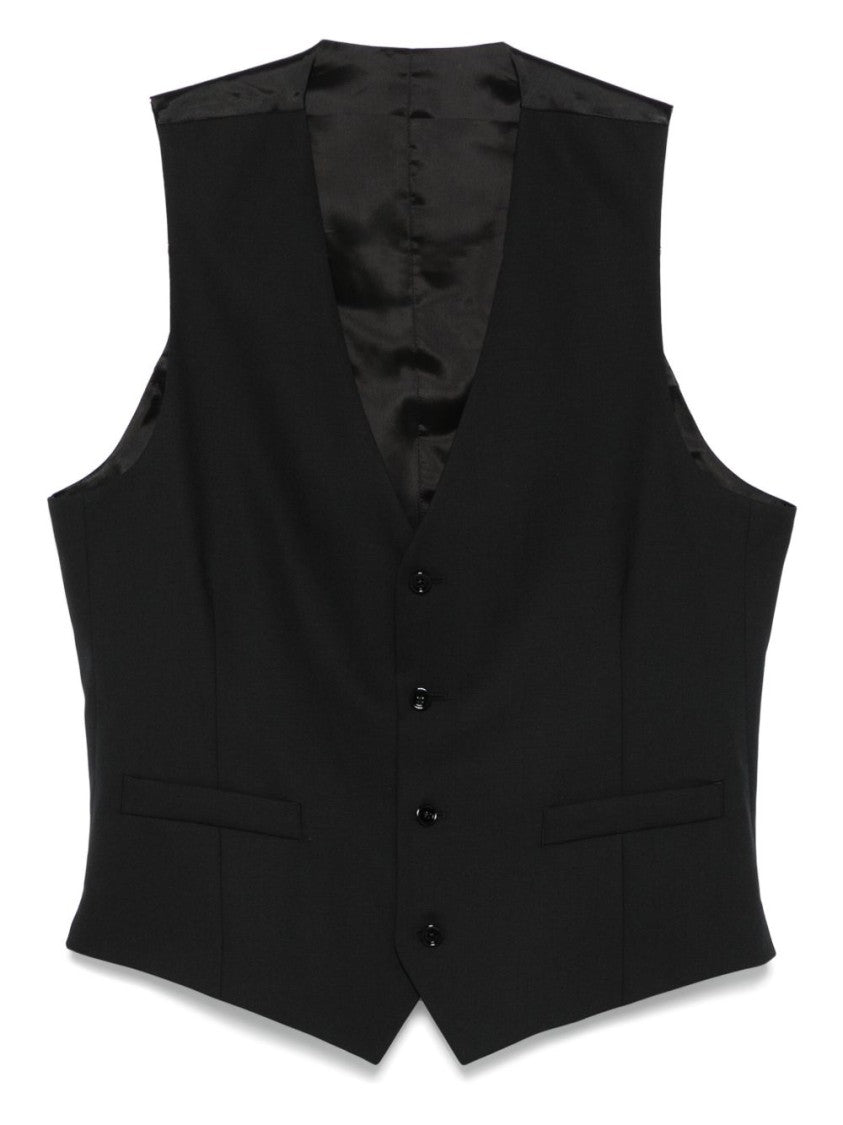 Lardini Tailored Black Vest With Front Button Fastening