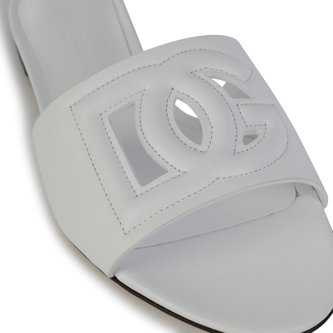 Dolce & Gabbana White Leather Cut-Out Detail Flats