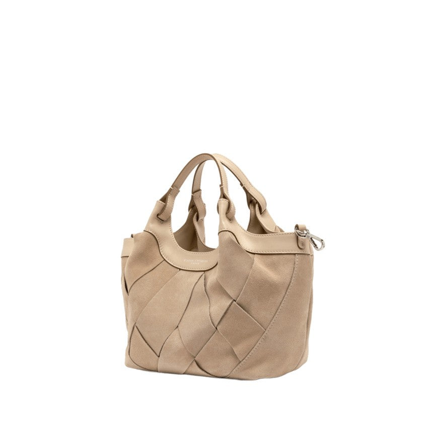 Gianni Chiarini Geometric Suede Handbag With Leather Accents