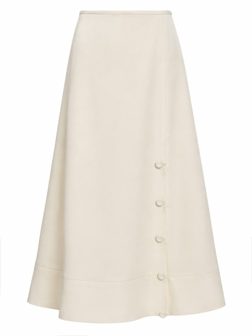 Jil Sander Satin Finish A-Line Buttons Midi Skirt