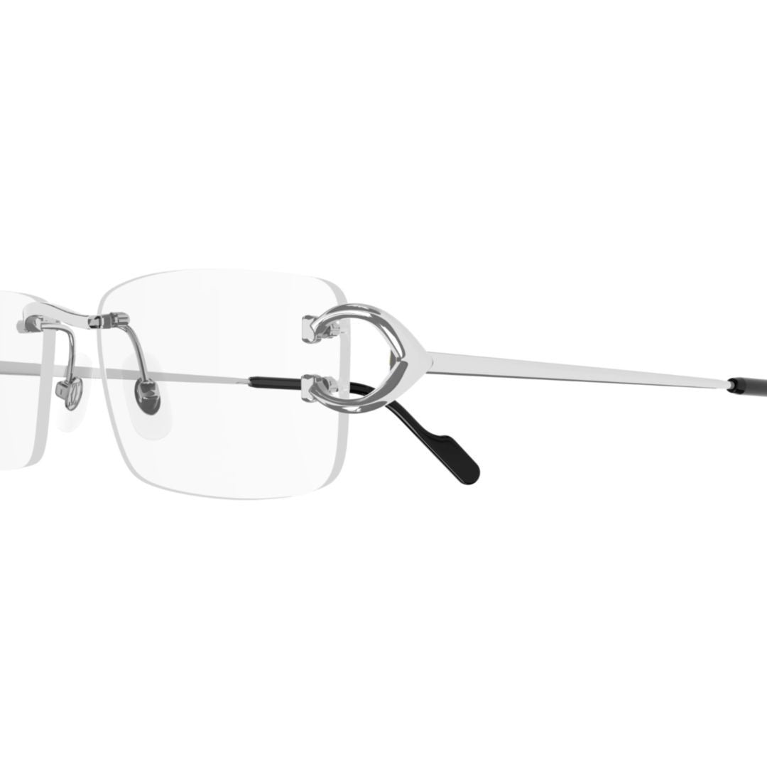 Cartier Rimless Rectangular Eyeglasses With Silver Metal Temples