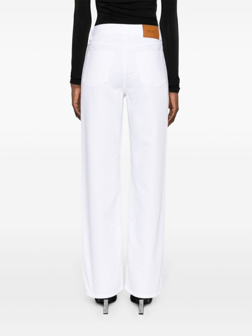 Versace Wide-Leg High Waist Trousers With Gold-Tone Accents