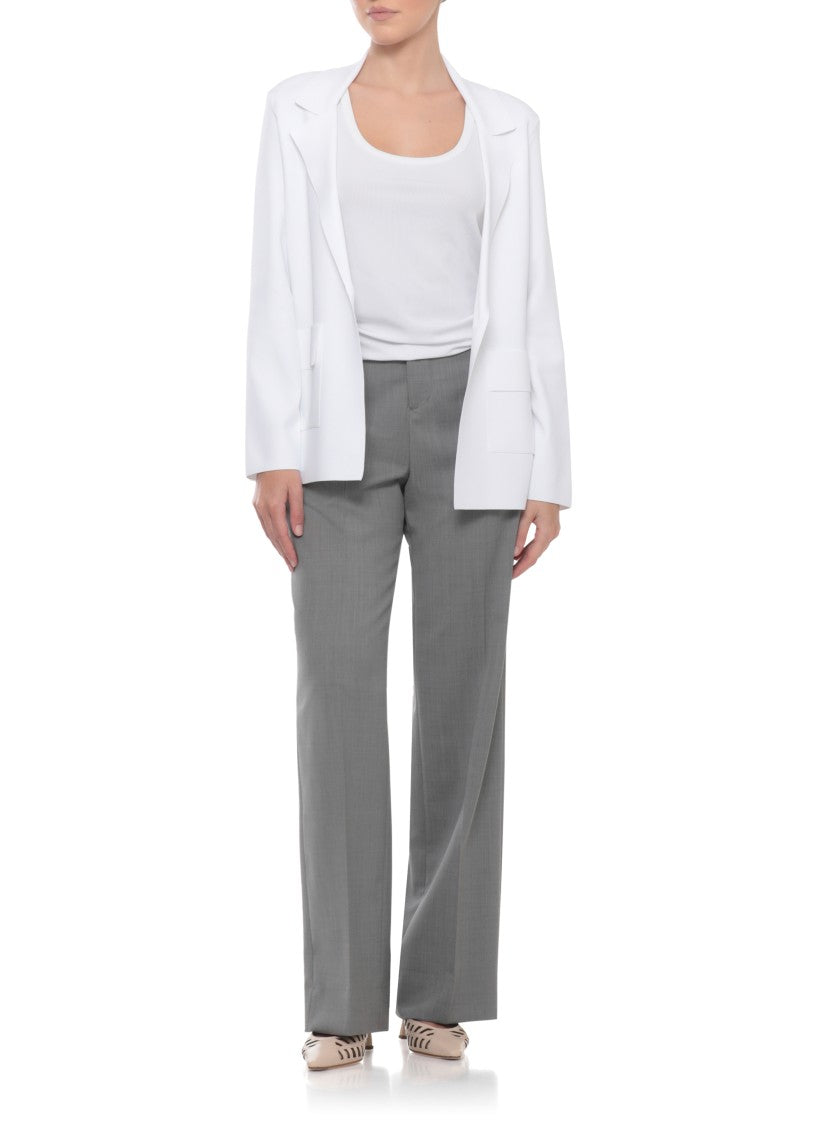 D. Exterior White Viscose Single Breasted Blazer