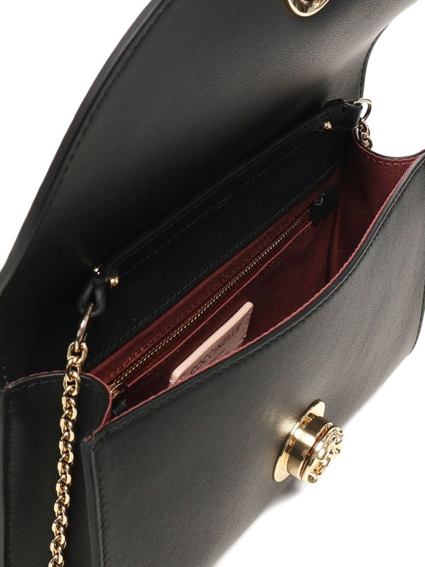 Coccinelle Smooth Black Leather Shoulder Bag