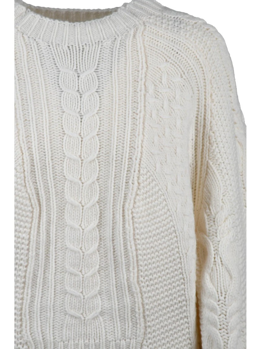 Dondup Asymmetric Knit Wool Sweater With Unique Cable Detailing