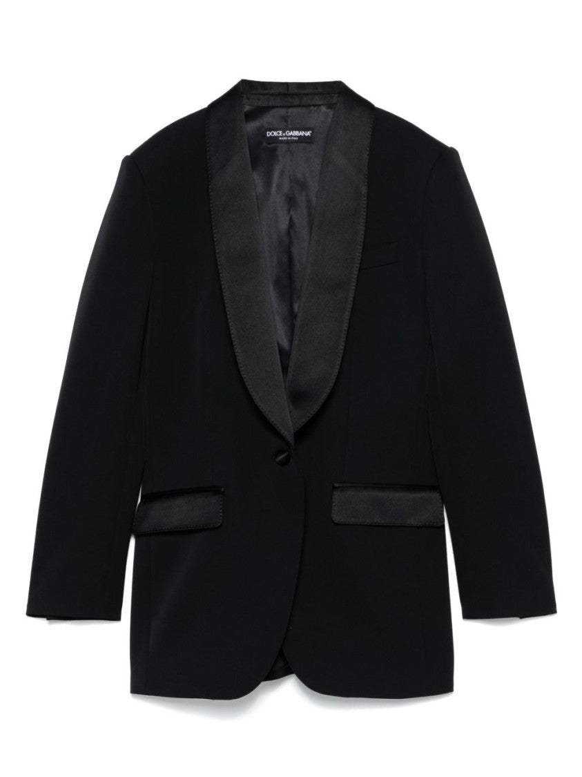 Dolce & Gabbana Black Jacket With Deep V-Neckline And Satin Lapels