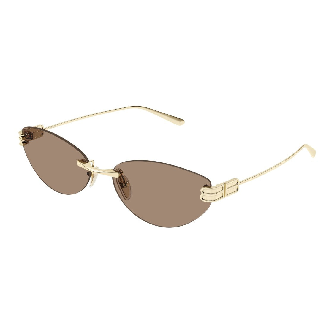 Balenciaga Rimless Cat-Eye Sunglasses With Delicate Gold Accents