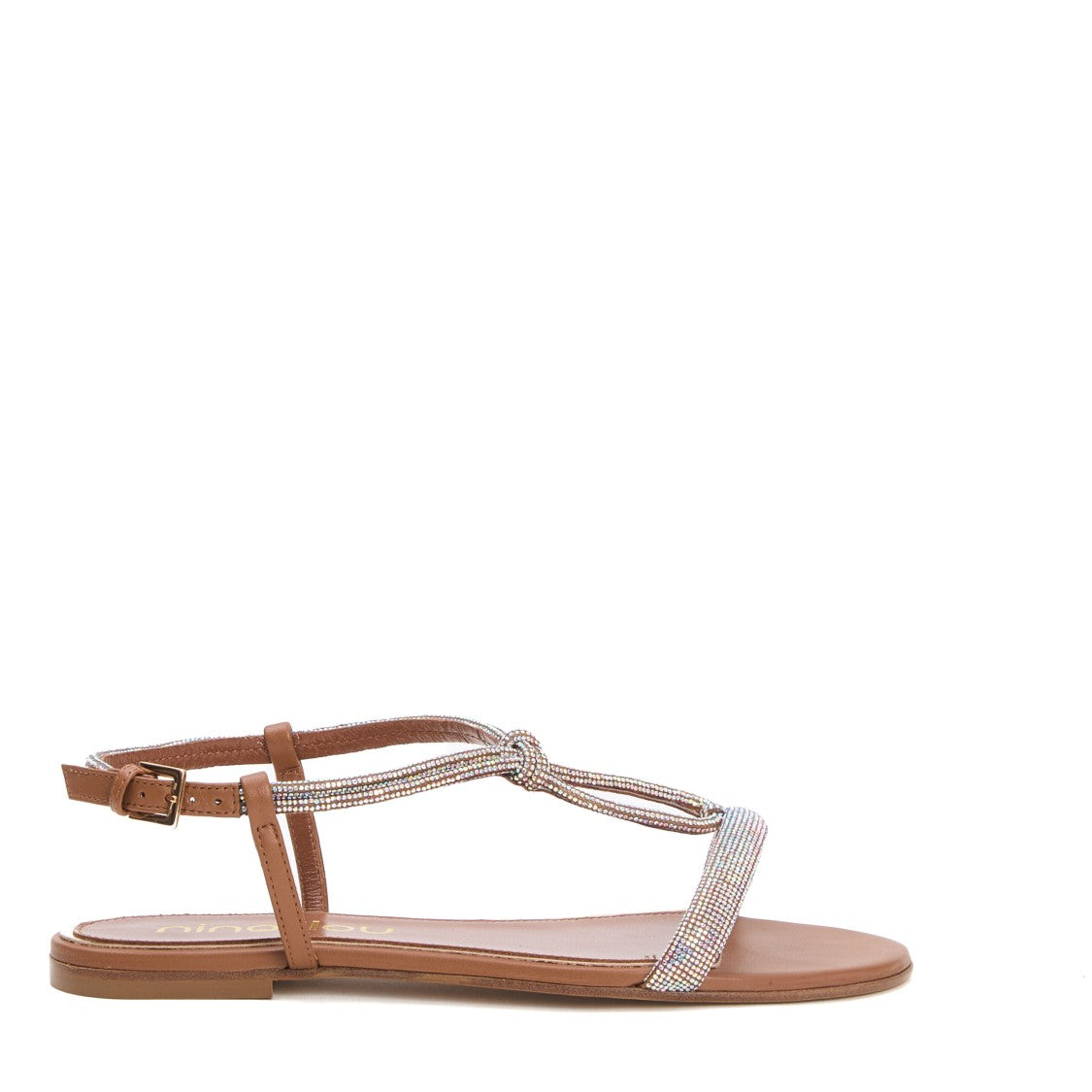 Ninalilou Low Leather And Rhinestone Sandal
