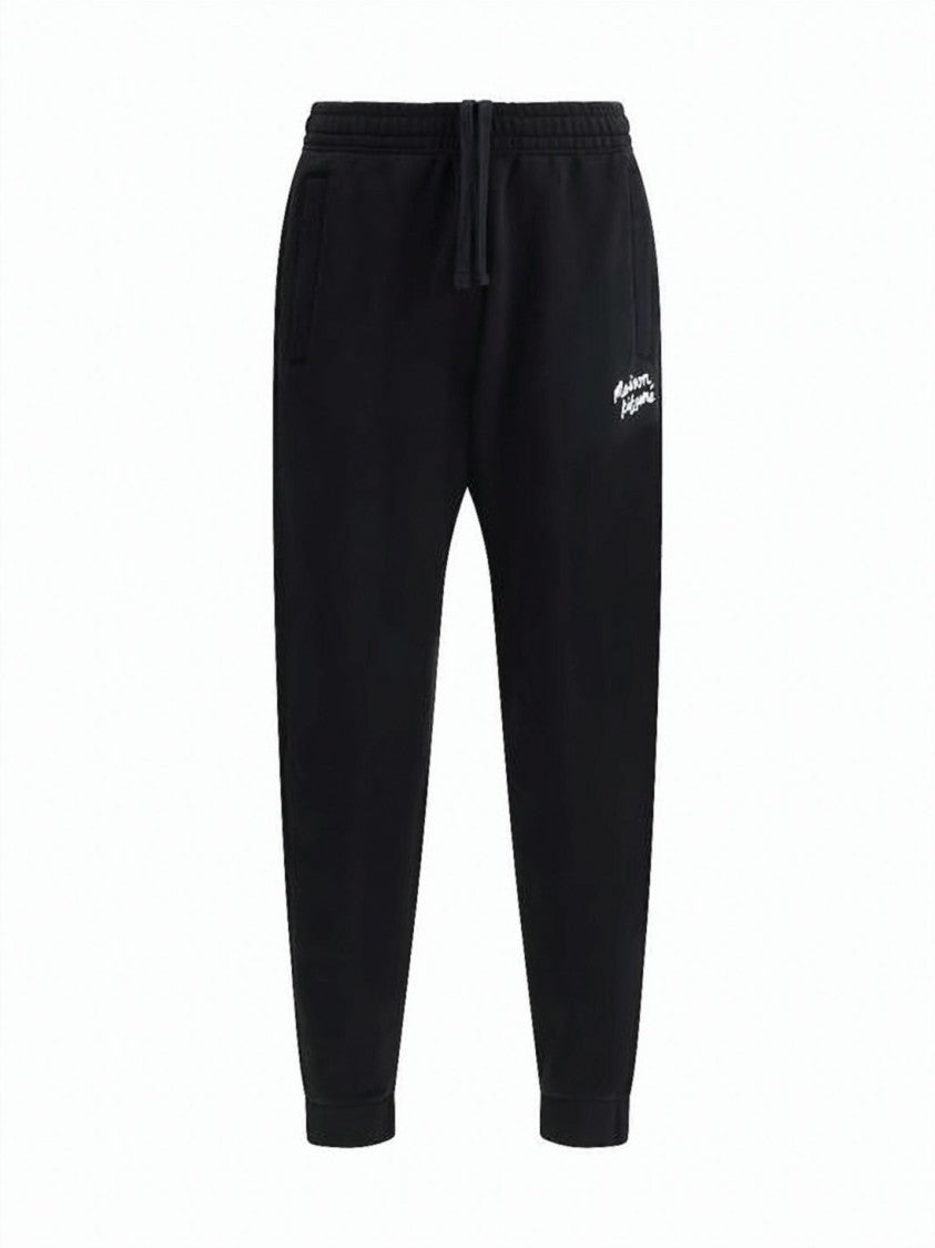 Maison Kitsuné Handwritten Logo Black Jogger Pants