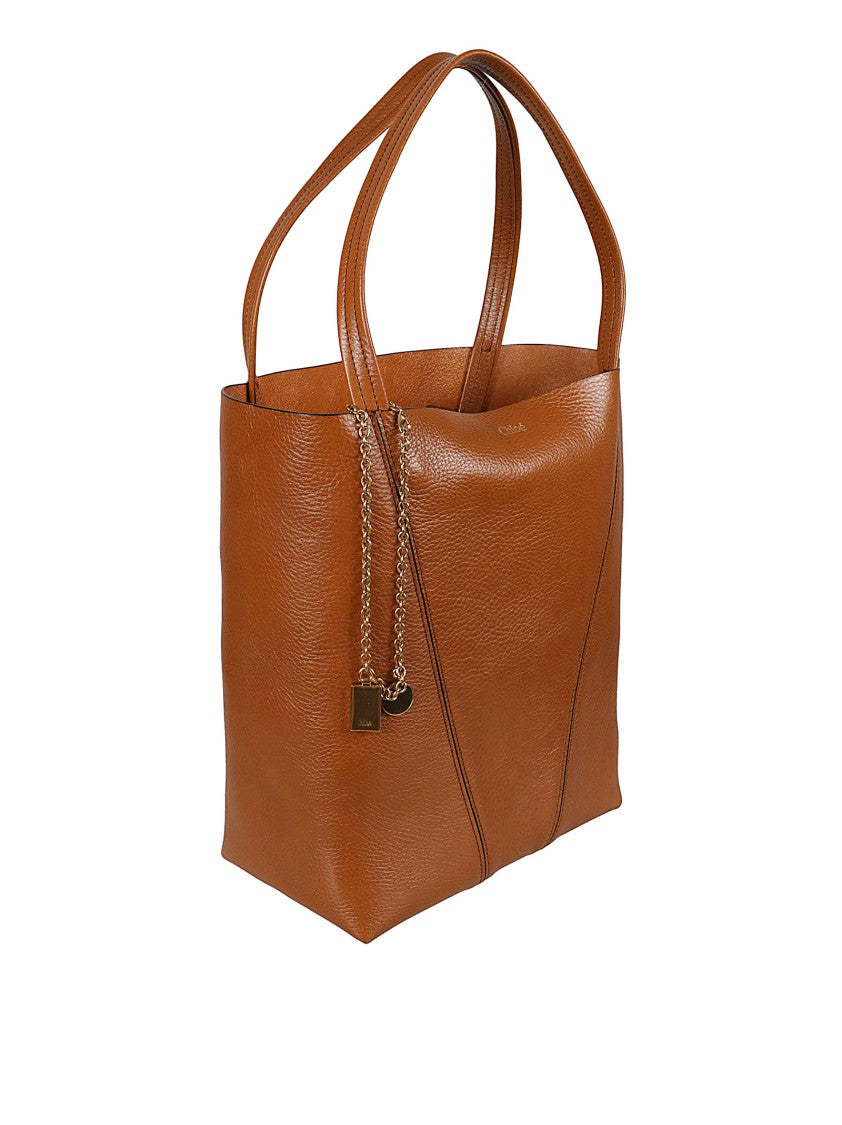 Chloé Shiny Grained Cowhide Spin Tote Bag