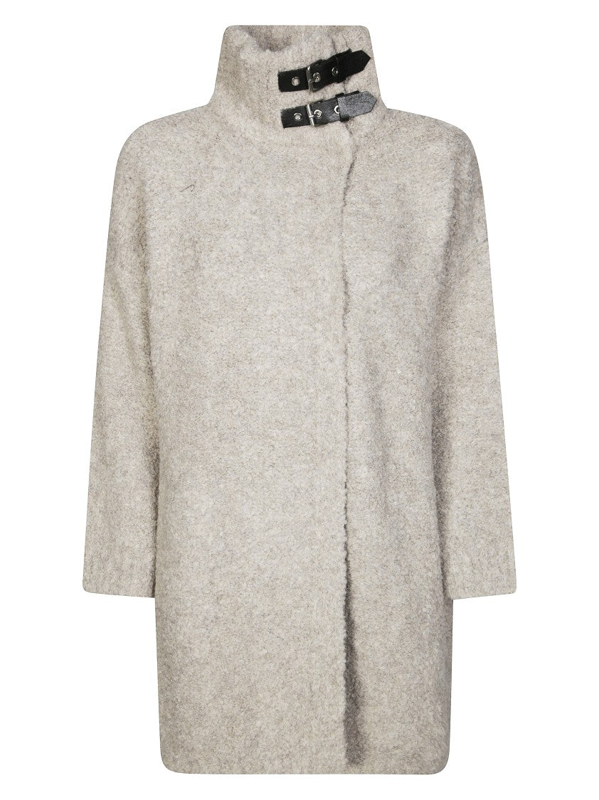 Liu Jo Mid-Length Boucle Knit Coat With Open Front Design