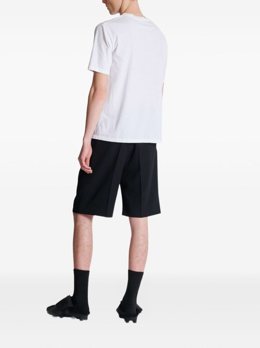 Balmain Crew Neck T-Shirt With Bold Lettering And Straight Hem