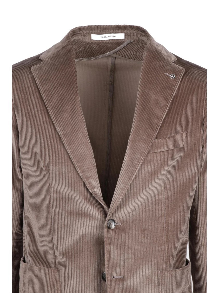 Tagliatore Grey Corduroy Stretch Cotton Jacket