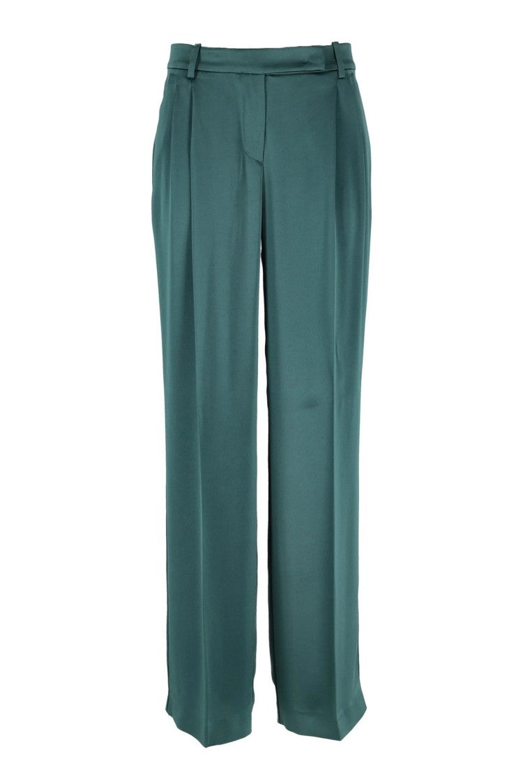 Pinko Green Acetate-Blend Wide-Leg Pants