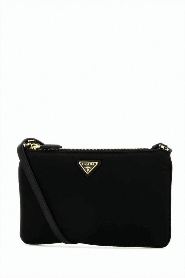 Prada Rectangular Black Polyamide Clutch With Zip Closure
