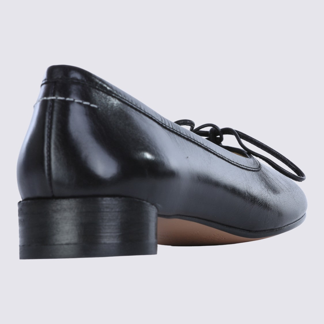 Mm6 By Maison Margiela Black Leather Ballet Flats With Block Heel