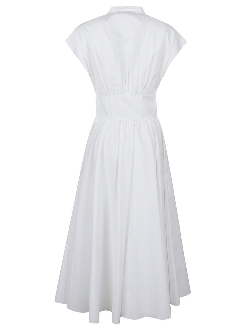 Alaïa Pleated Midi Dress With Front Bow Detail