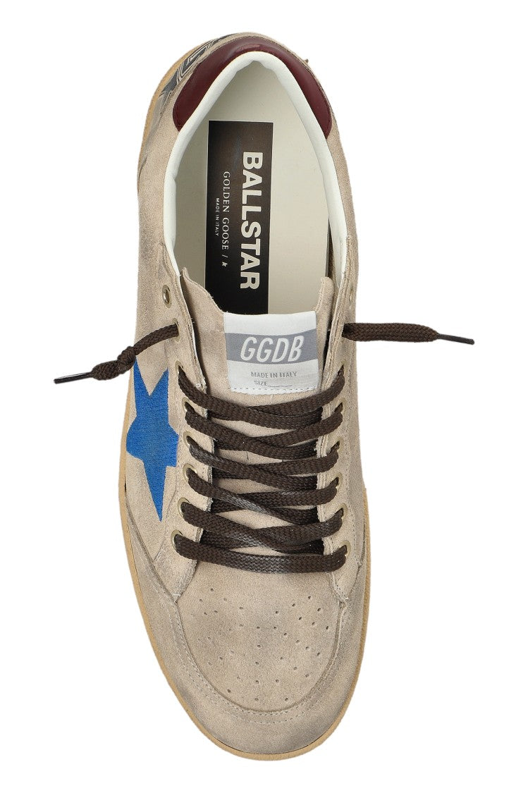 Golden Goose Beige Suede Blue Star Silk Nylon Sneakers