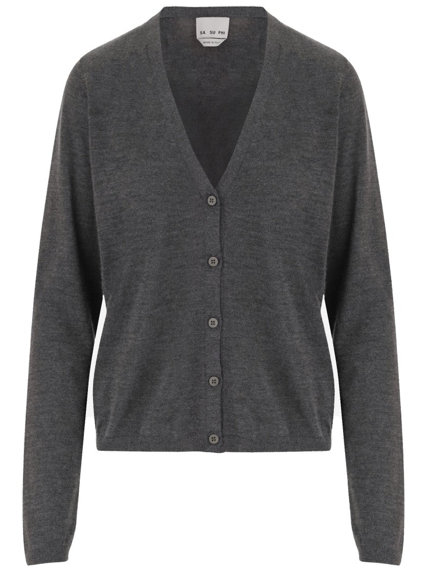 Sa Su Phi V-Neck Button-Down Fine Knit Cardigan