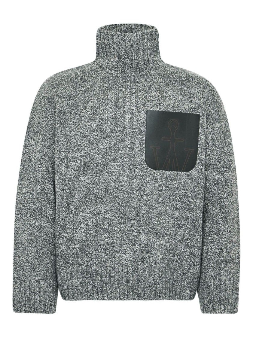 J. W. Anderson Grey Leather Pocket Turtleneck