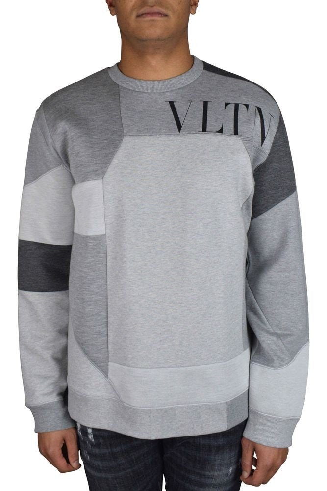 Valentino Garavani Patchwork Grey Cotton Sweatshirt
