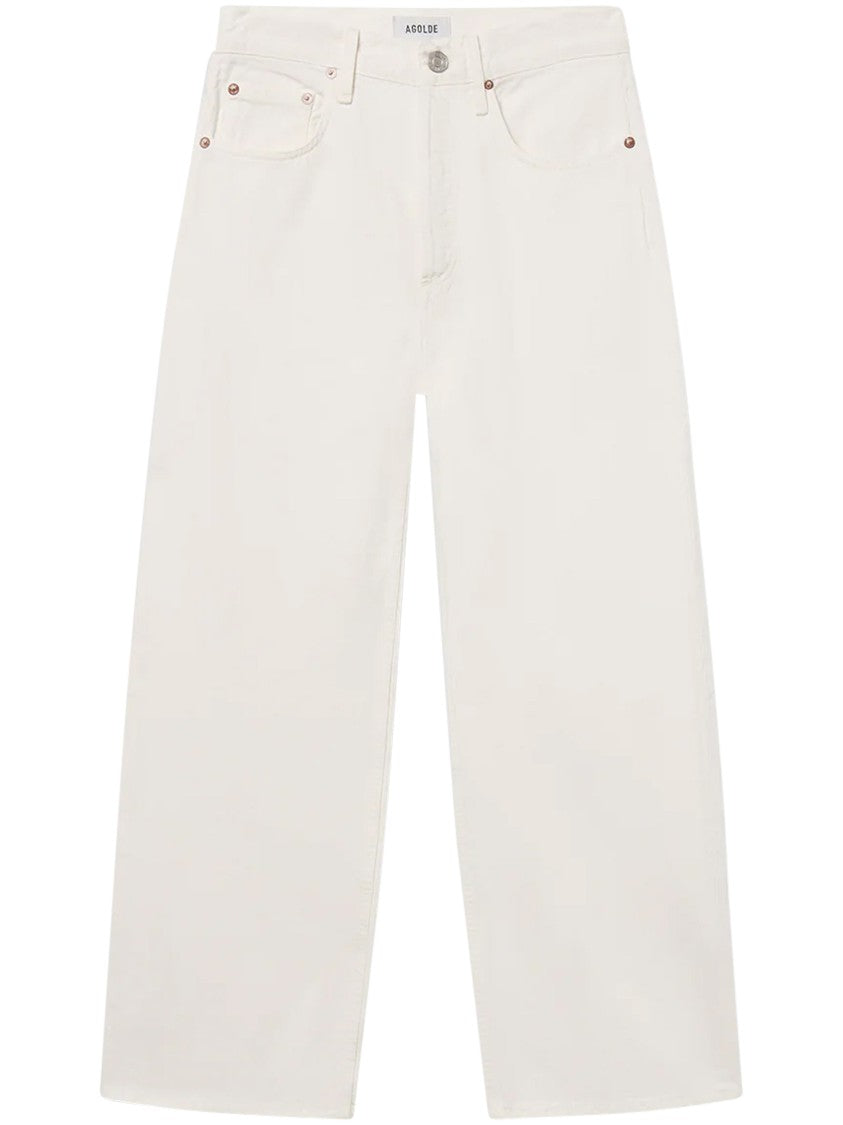 Agolde Straight-Leg Chalk White Trousers With Classic Five-Pocket Design