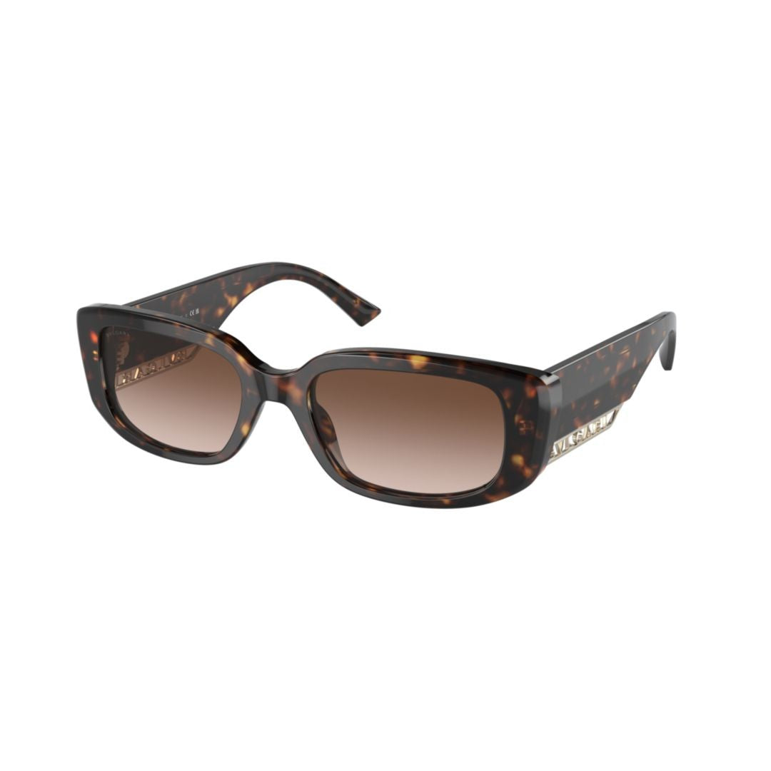 Bulgari 8259 Sole Rectangular Tortoiseshell Acetate Sunglasses