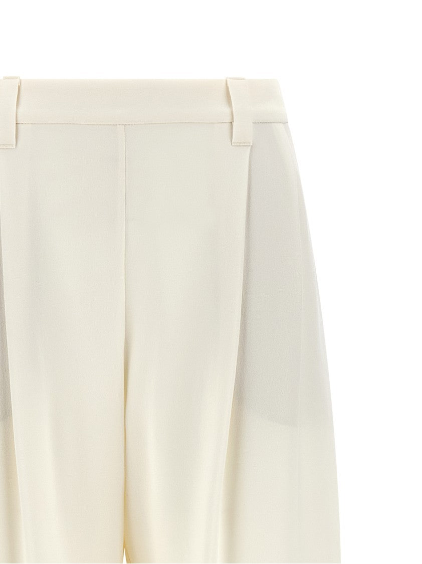 Brunello Cucinelli Fluid Linen Blend Twill Pants With Jewel Detail And Tailored Fit