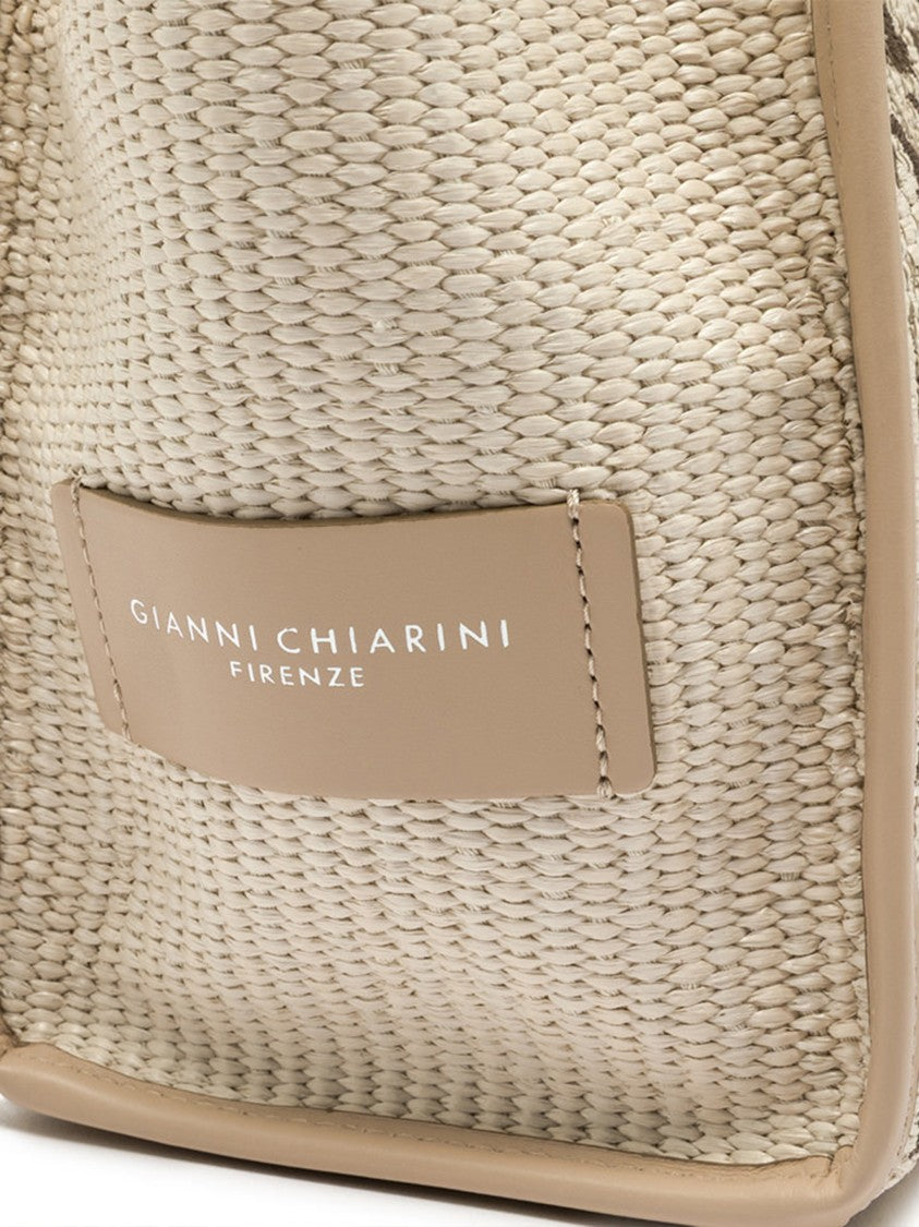 Gianni Chiarini Marcella Abstract Leopard Print Woven Tote