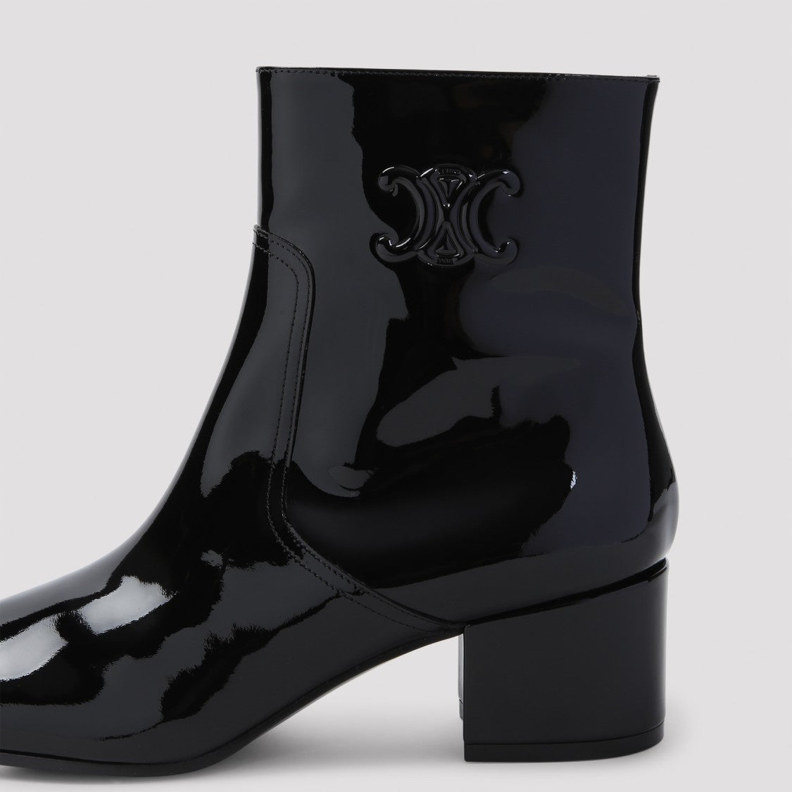 Celine Triomphe Zipped Black Calf Leather Boots