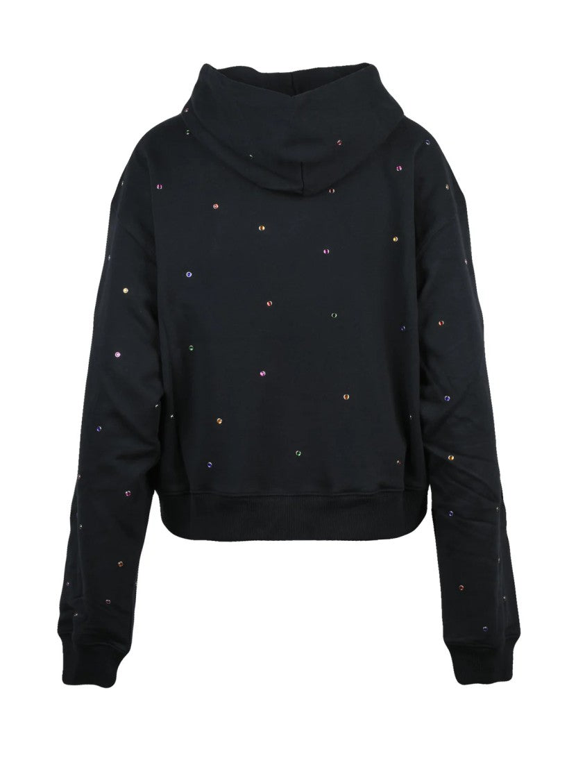 Sky High Farm Black Eye Embellishments Cropped Organic Cotton Hoodie