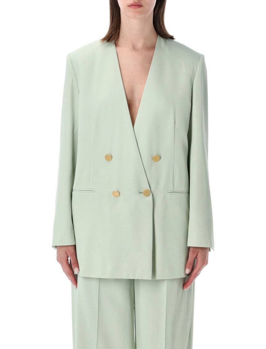 Alberta Ferretti Doppiopetto Gold Button Structured Blazer