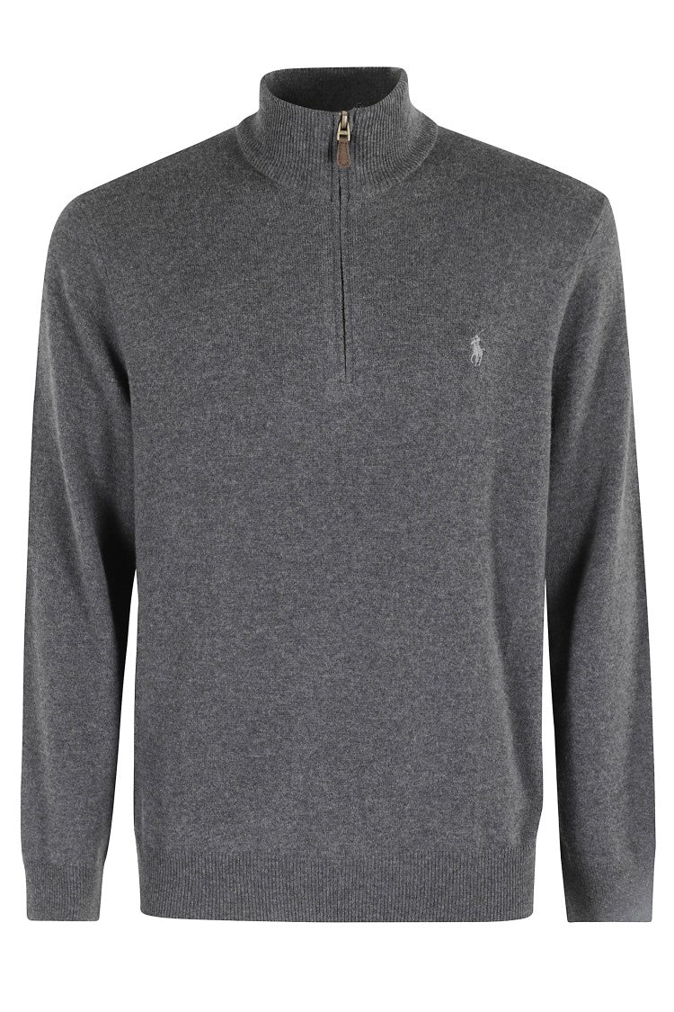 Polo Ralph Lauren High Collar Zip-Up Pullover In Dark Chocolate