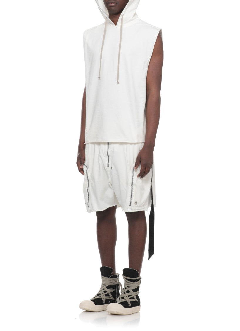 Drkshdw By Rick Owens Ivory Tunic Cotton Sleeveless Hoodie