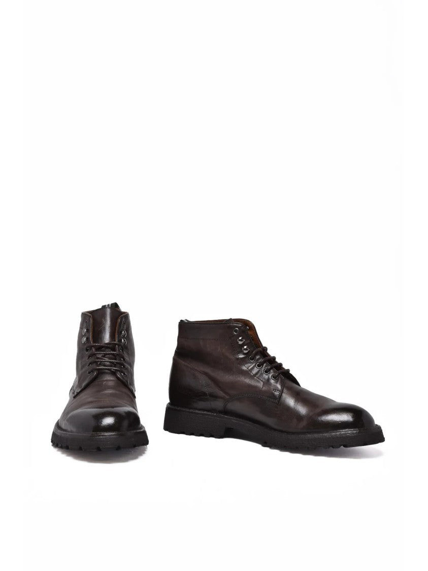 Green George Brown Leather Lace-Up Boots