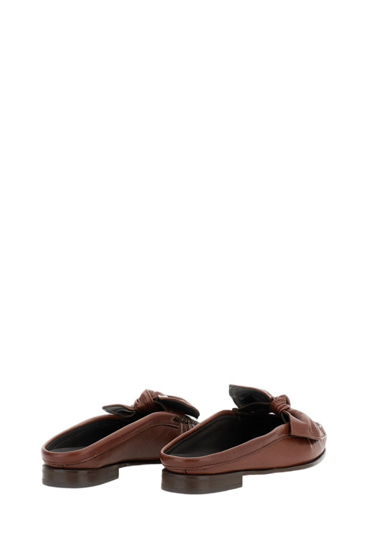 Hereu Lambskin Mule Shoes With Bow Detail And Rubber Sole