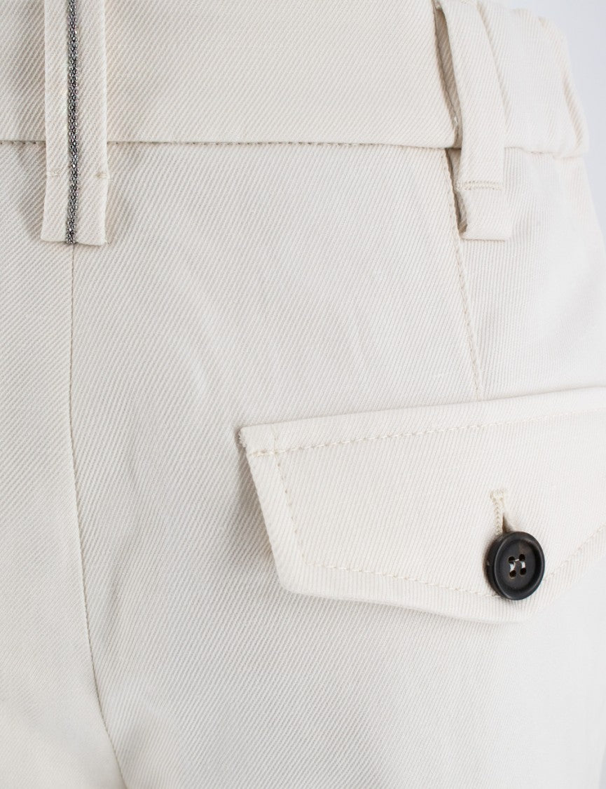 Brunello Cucinelli Cropped Cream Trousers