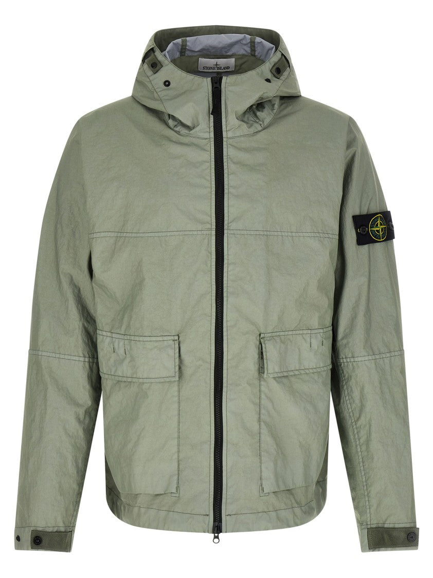 Stone Island Matte Nylon Casual Jacket With Adjustable Hood