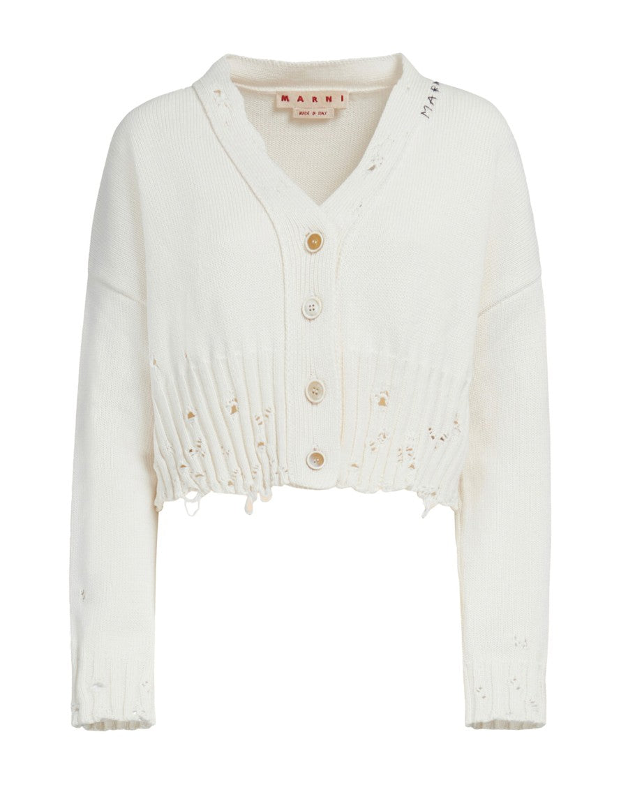 Marni Destroyed White Cardigan
