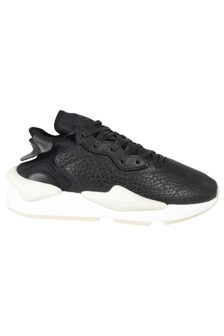 Y-3 Kaiwa Textured Black Leather Sneakers