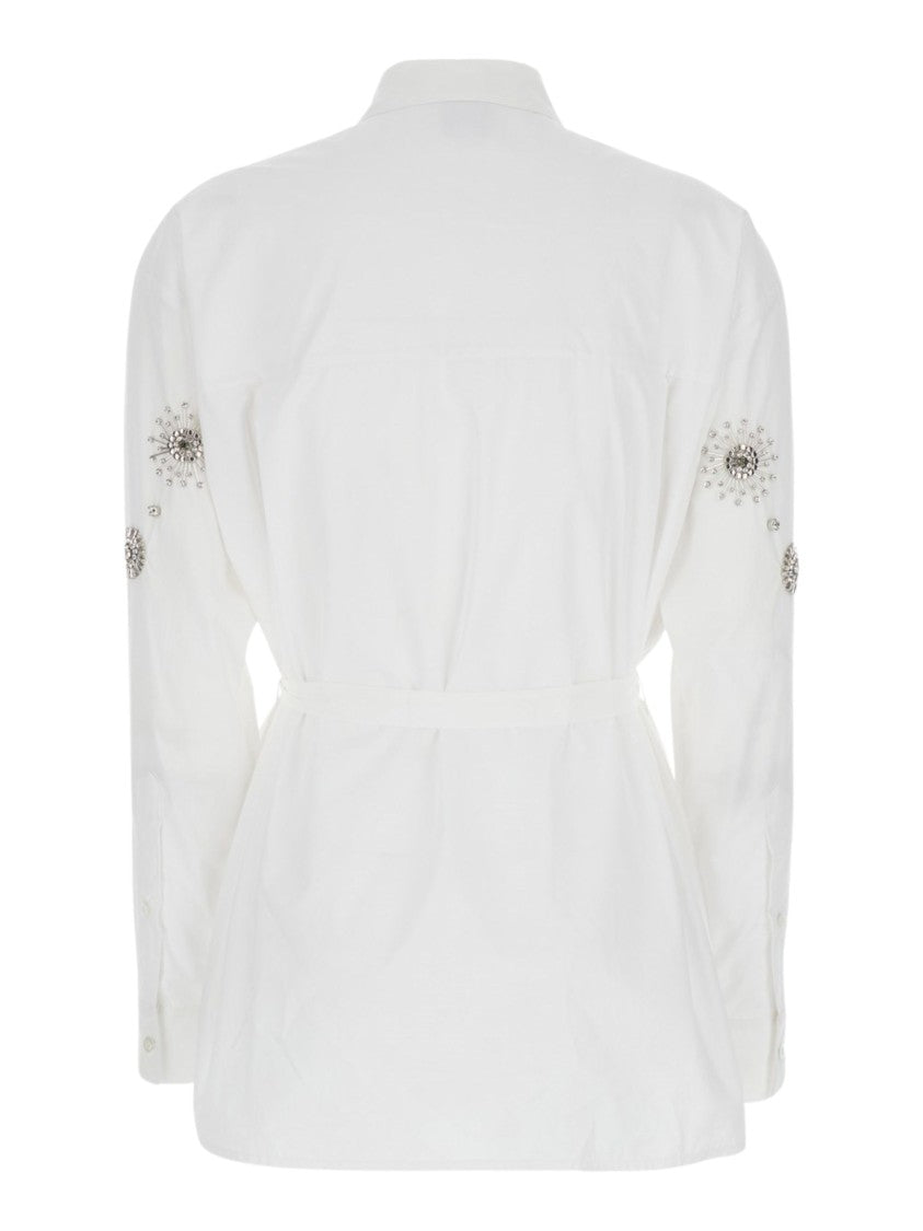 Pinko Embellished White Carley Shirt With Classic Collar