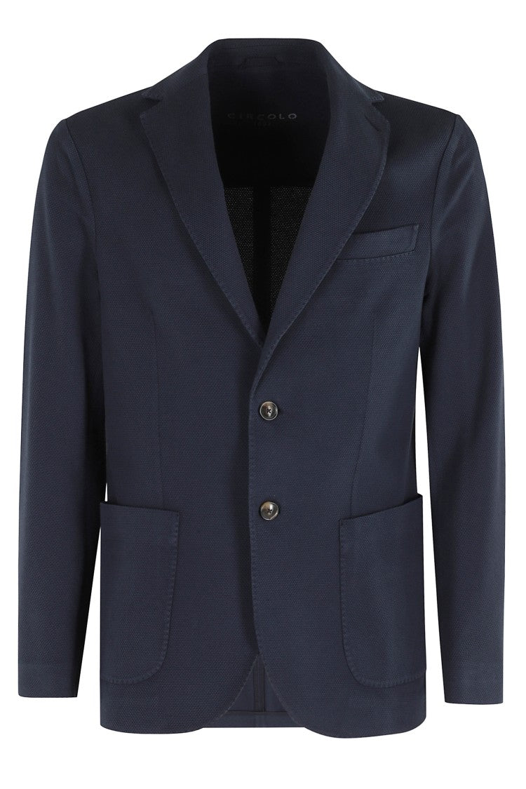 Circolo 1901 Navy G.Dyed Patch Pocket Cotton-Blend Blazer