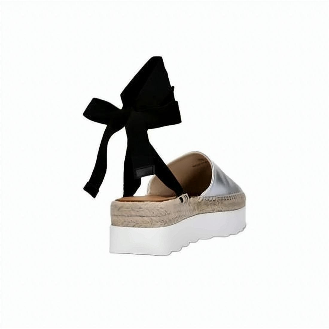 Marni Shiny Metallic Platform Sandals With Ankle Tie And Jute Midsole