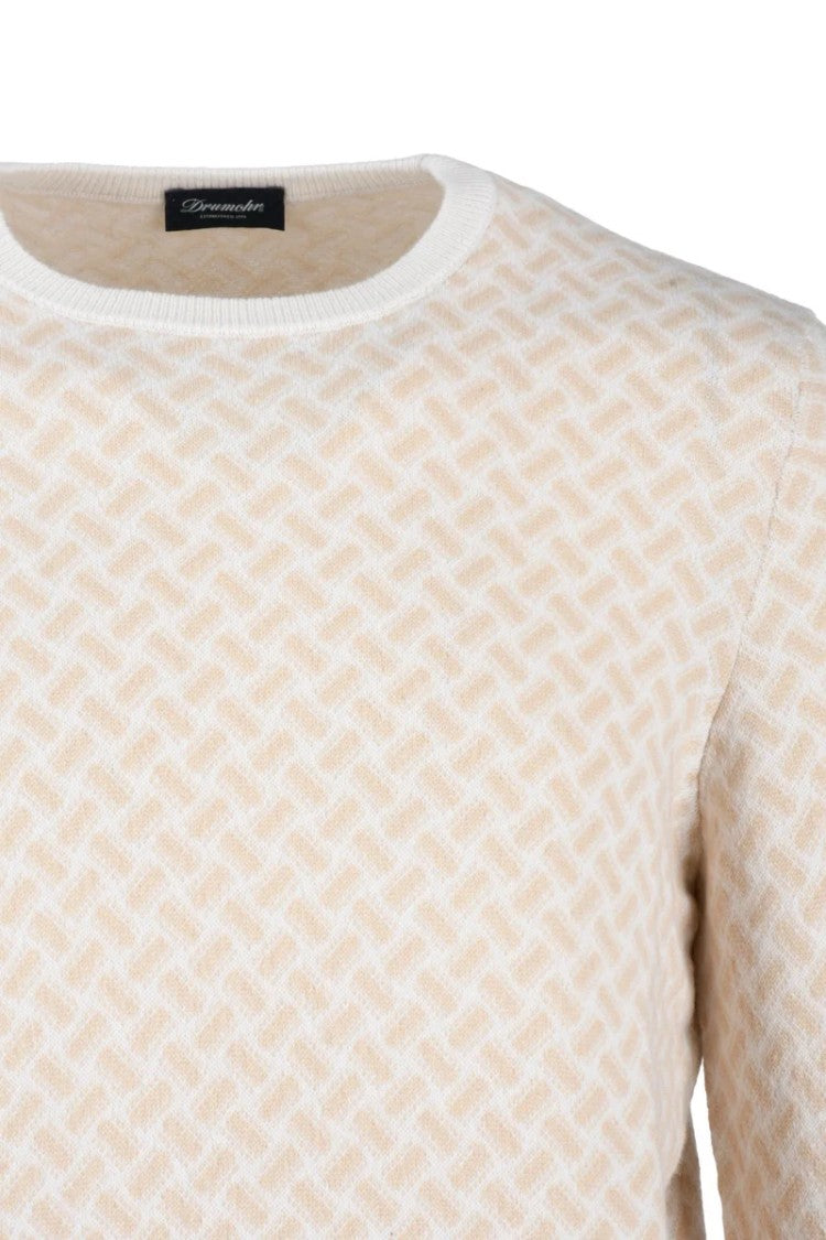 Drumohr Cashmere Crew Neck Pullover - White/Beige